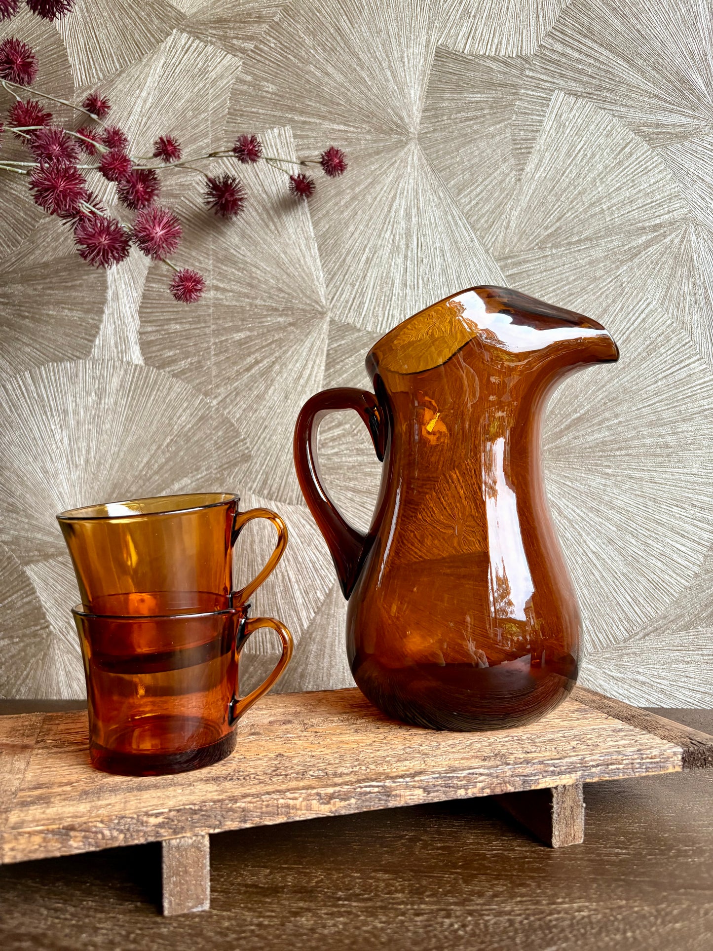 Vintage 70’s waterkan met kop & schotel | set van 5