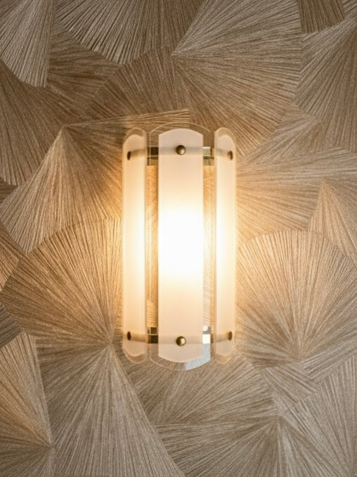 Vintage Mid-Century wandlamp - messing en glas