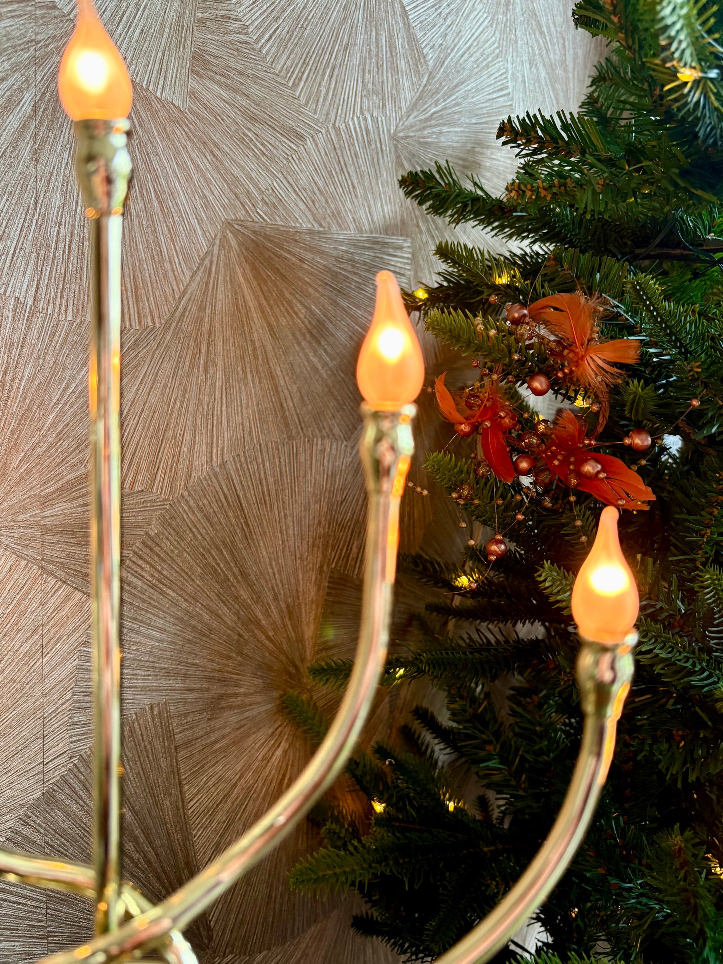 Vintage messing kerst lamp - kandelaar