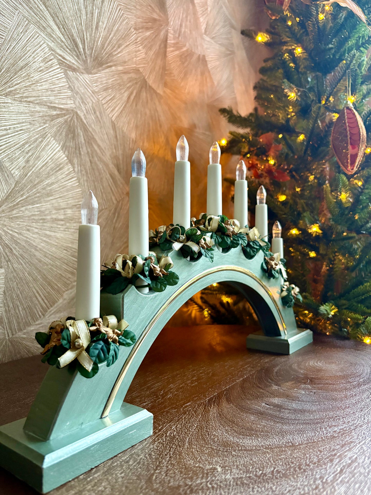 Vintage kerst kandelaar met verlichting