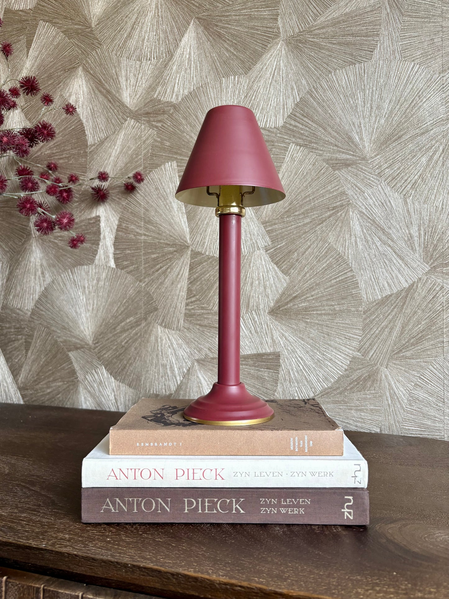 Vintage rode kaarsenhouder lampje