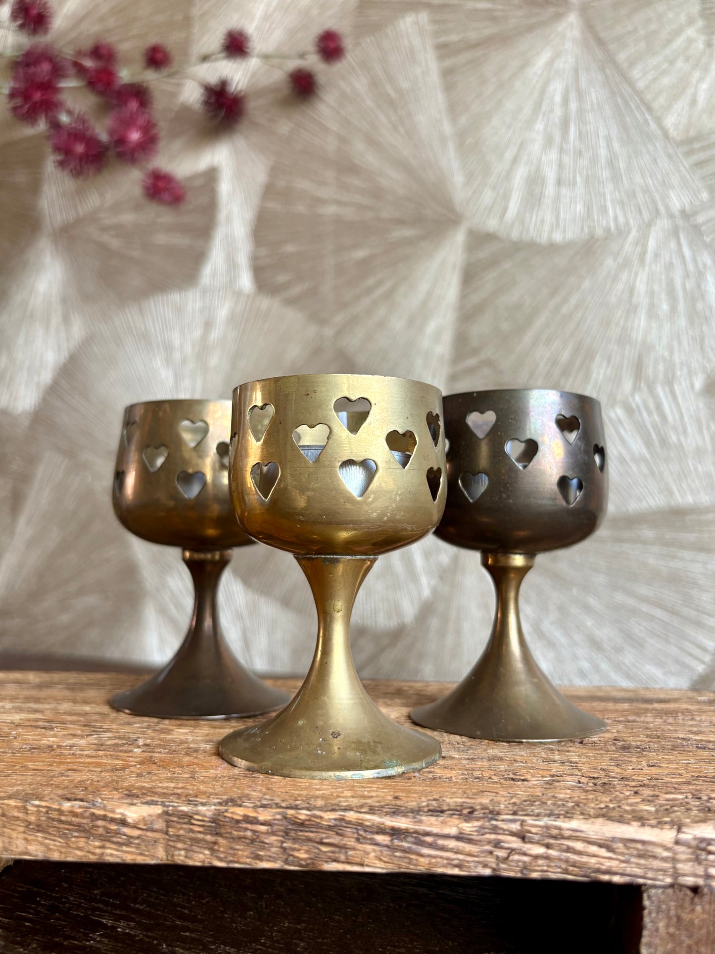 Vintage waxinelichthouder hartjes | set van 3