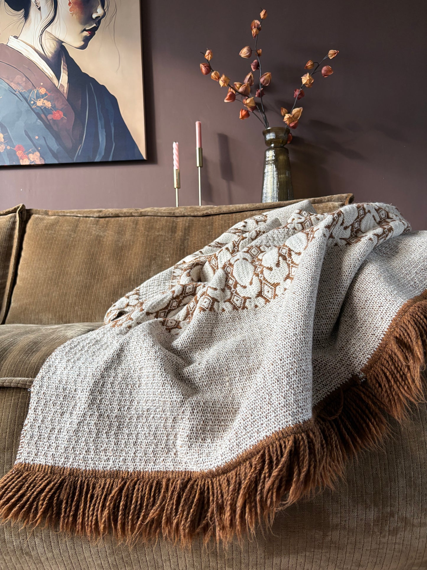 Vintage wollen sprei - plaid | 140x215 cm