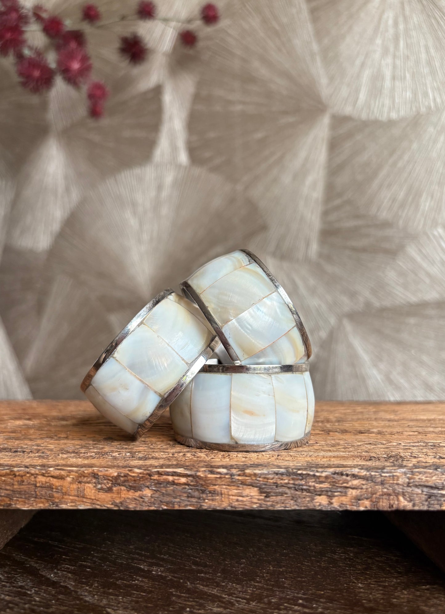 Vintage parelmoer servetringen | set van 3