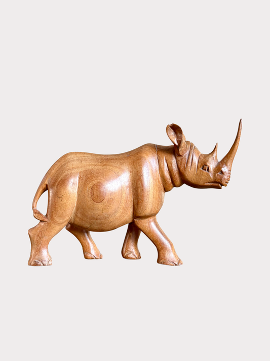 Vintage Art - houten beeld van neushoorn