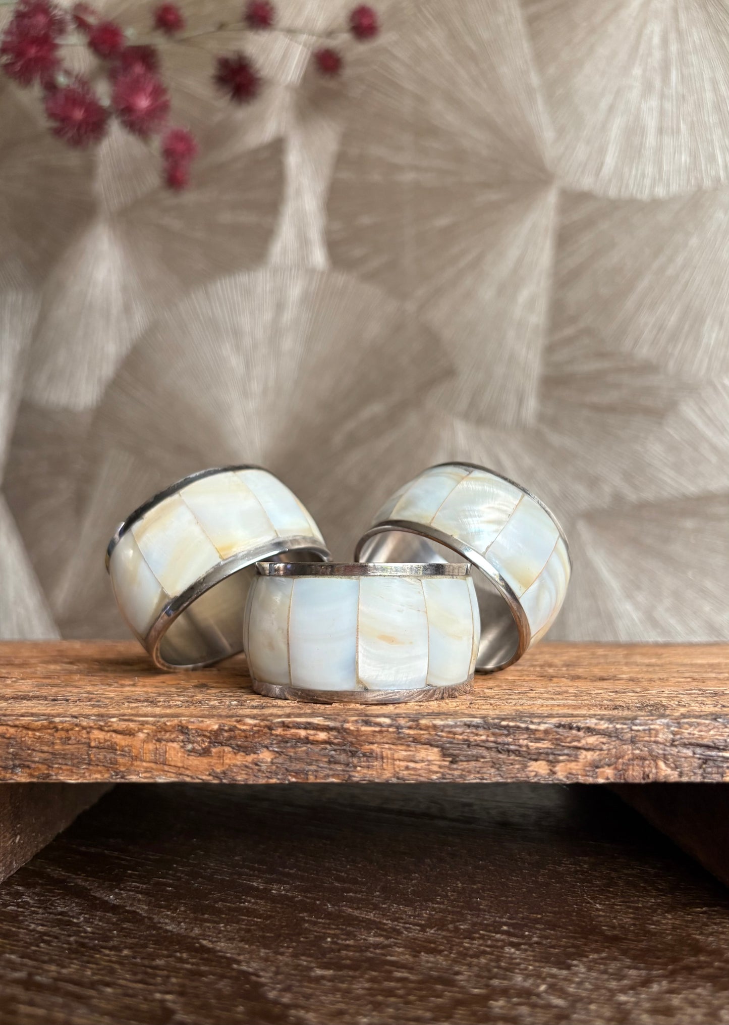 Vintage parelmoer servetringen | set van 3