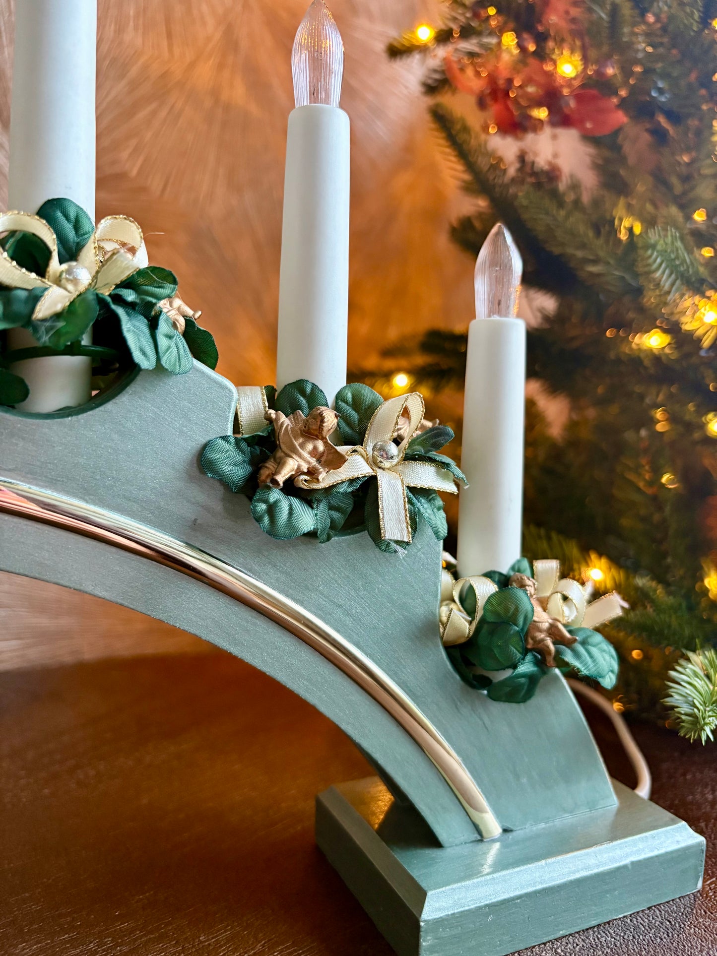 Vintage kerst kandelaar met verlichting