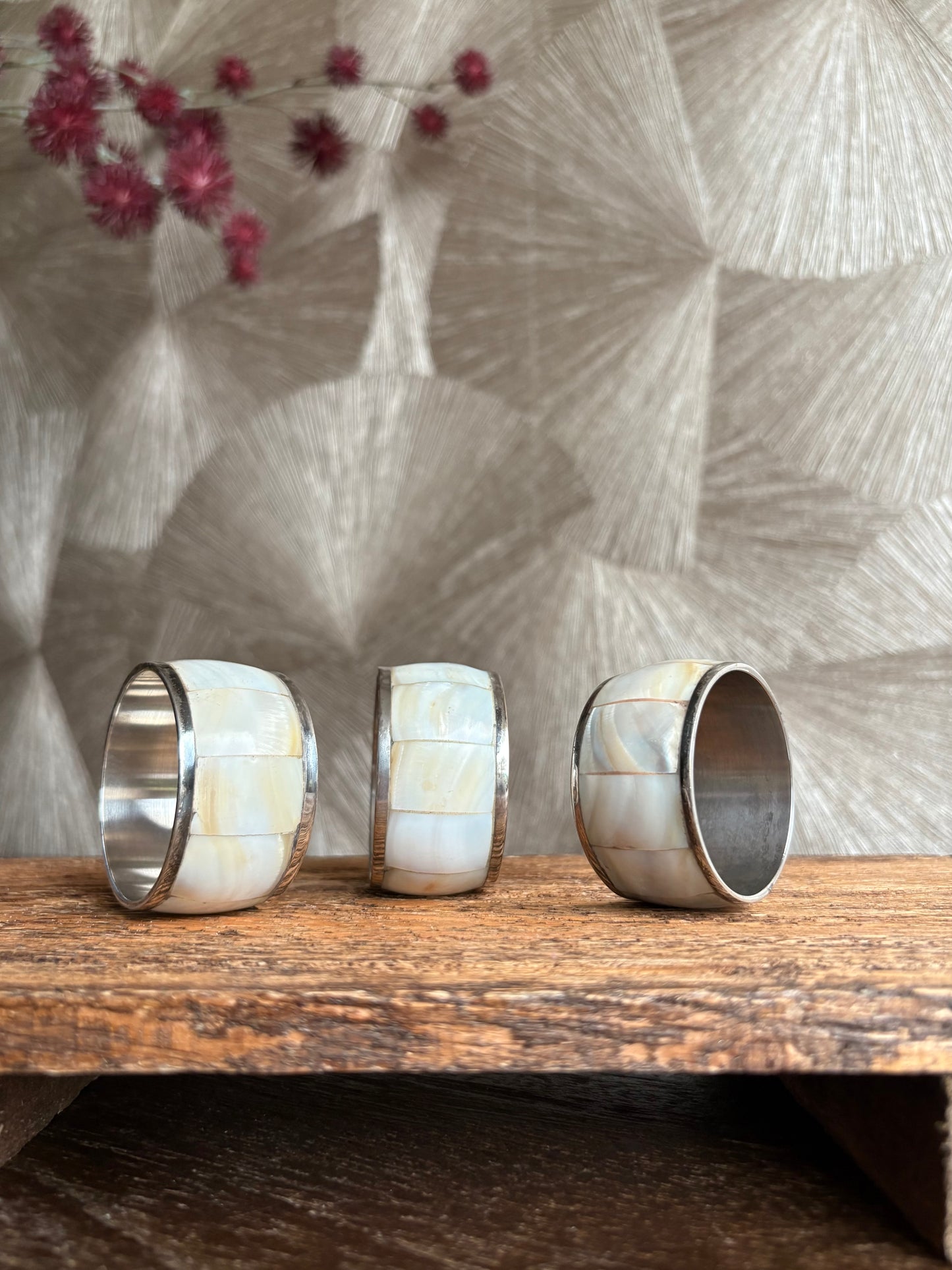 Vintage parelmoer servetringen | set van 3