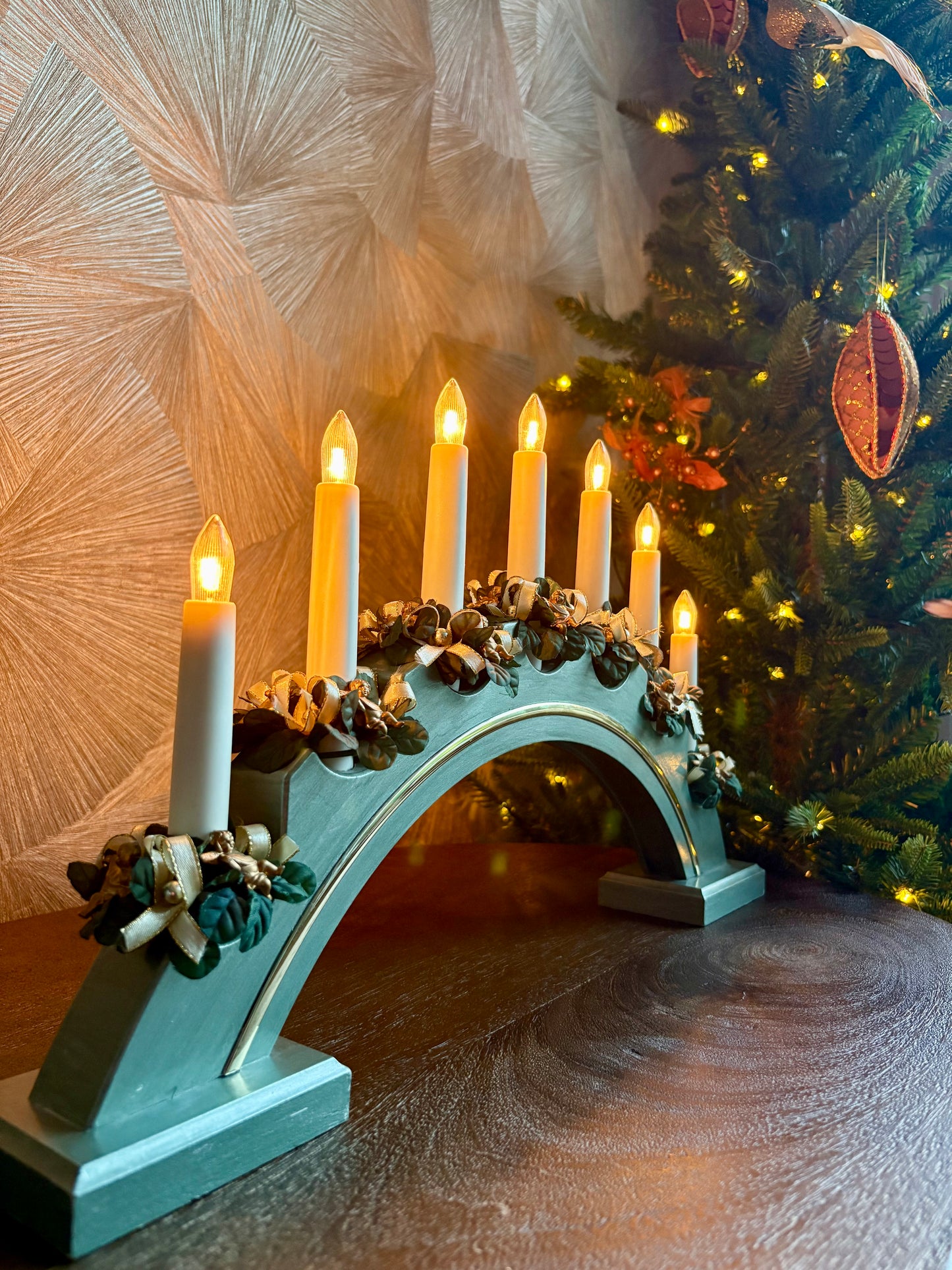 Vintage kerst kandelaar met verlichting