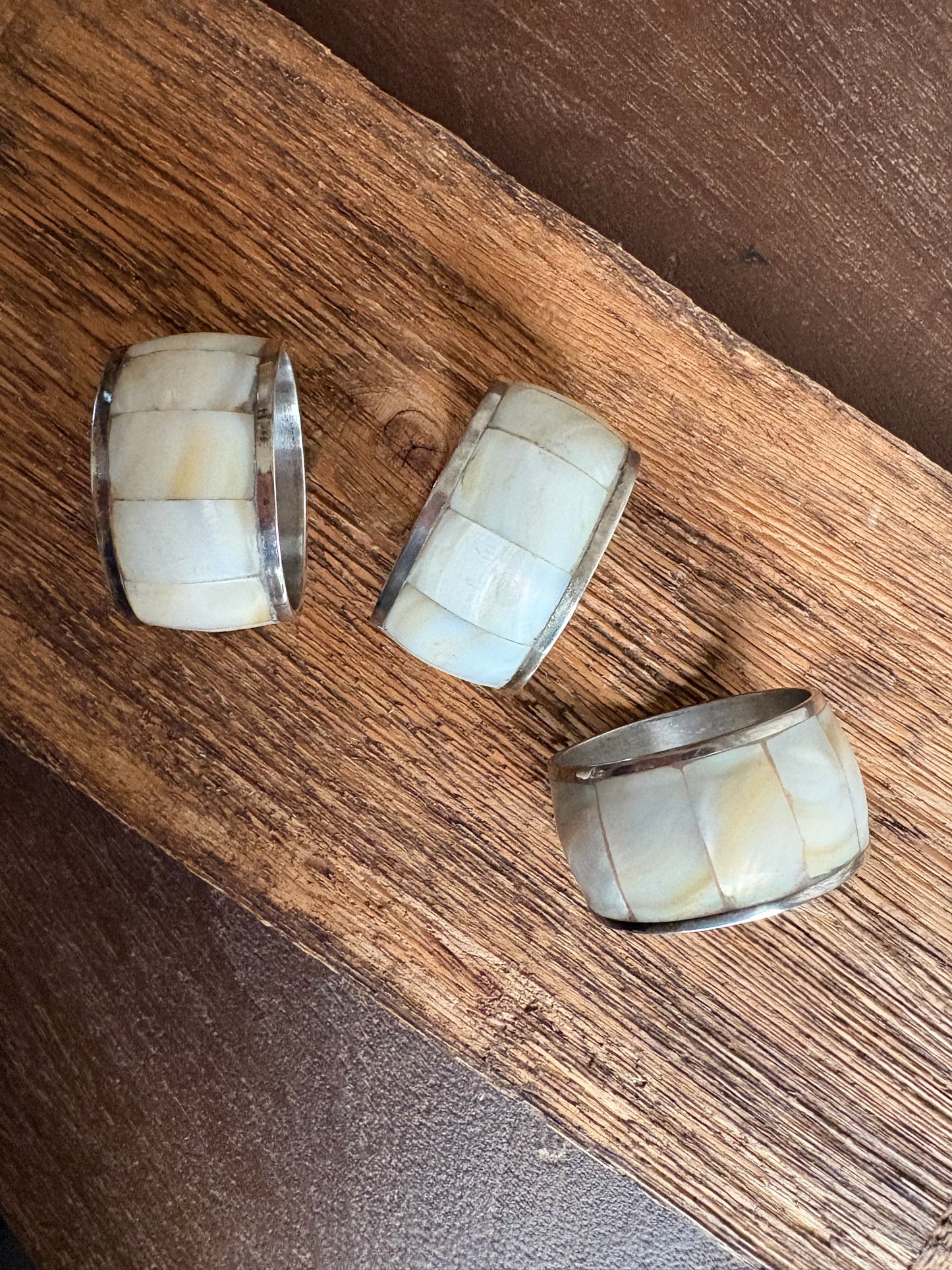 Vintage parelmoer servetringen | set van 3