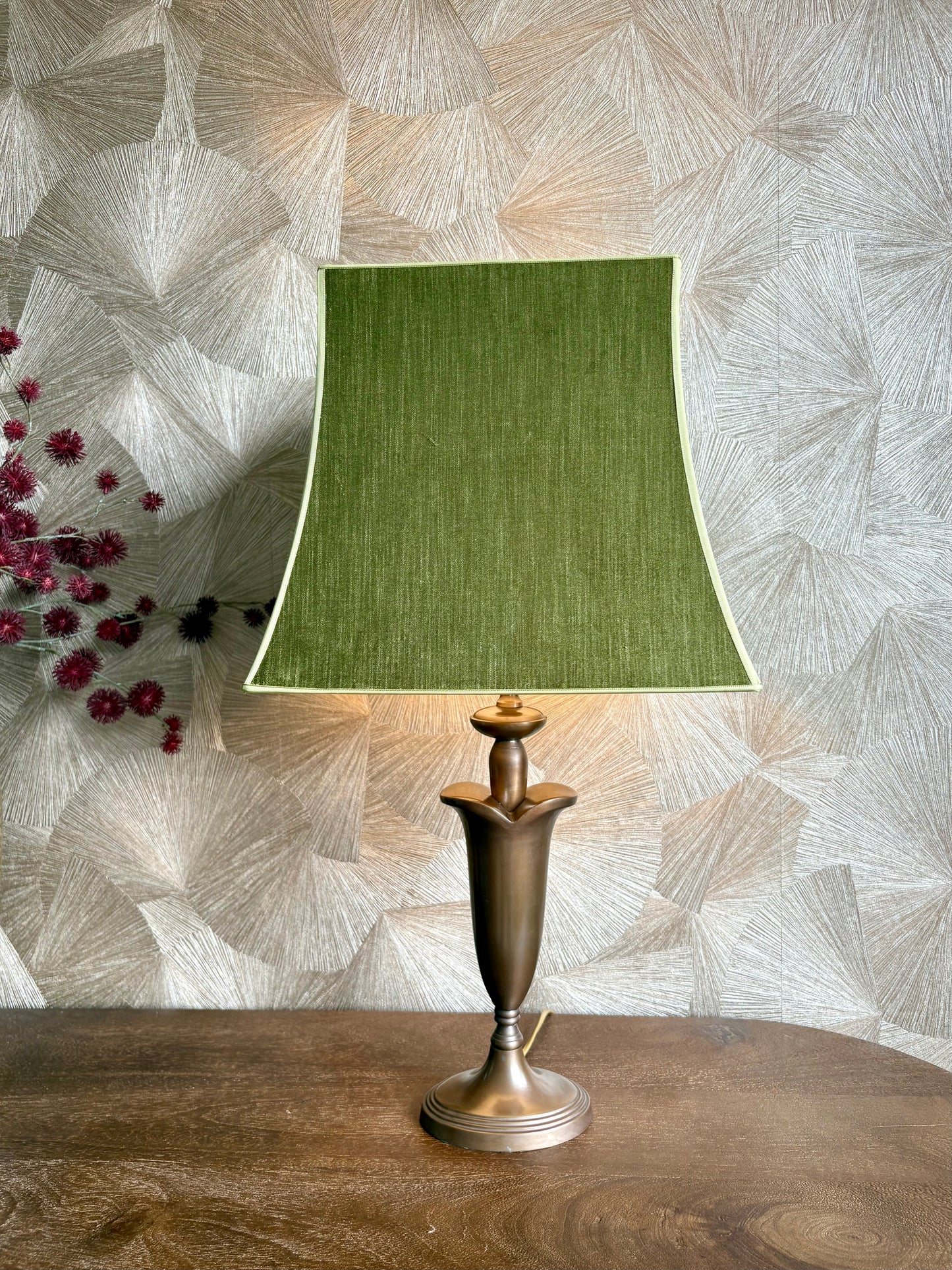 Vintage Mid-Century messing tafellamp met kap