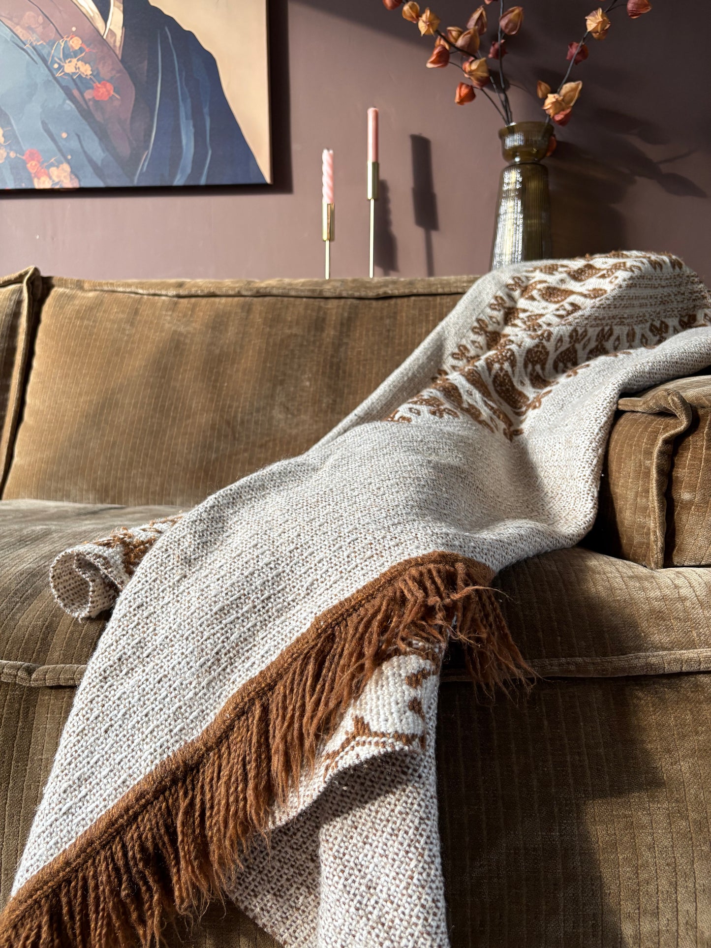 Vintage wollen sprei - plaid | 140x215 cm