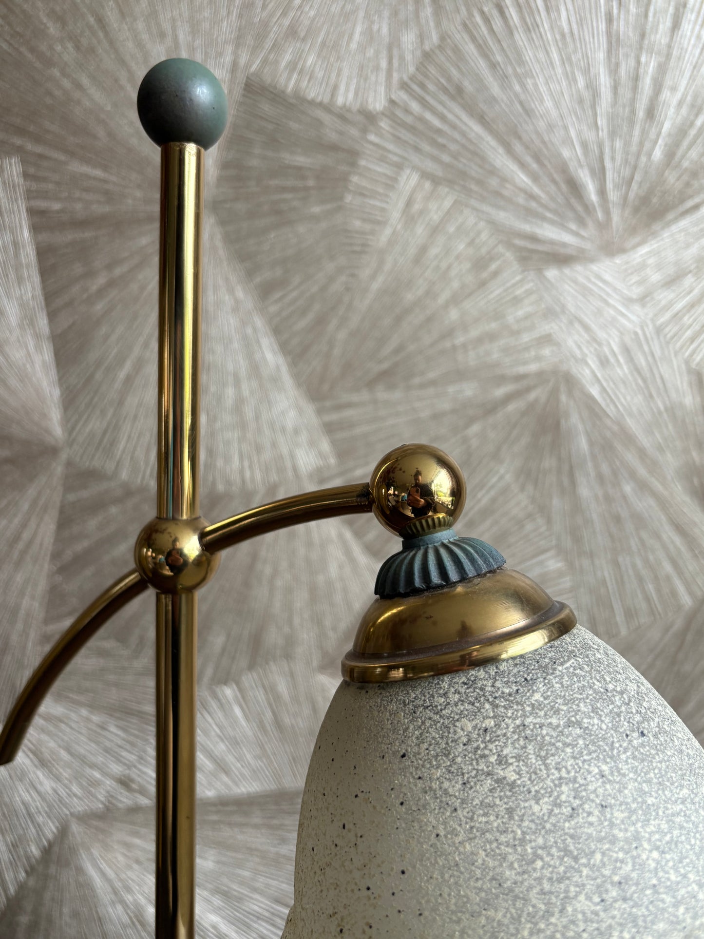 Vintage retro bureaulamp - zeegroen met glazen kap