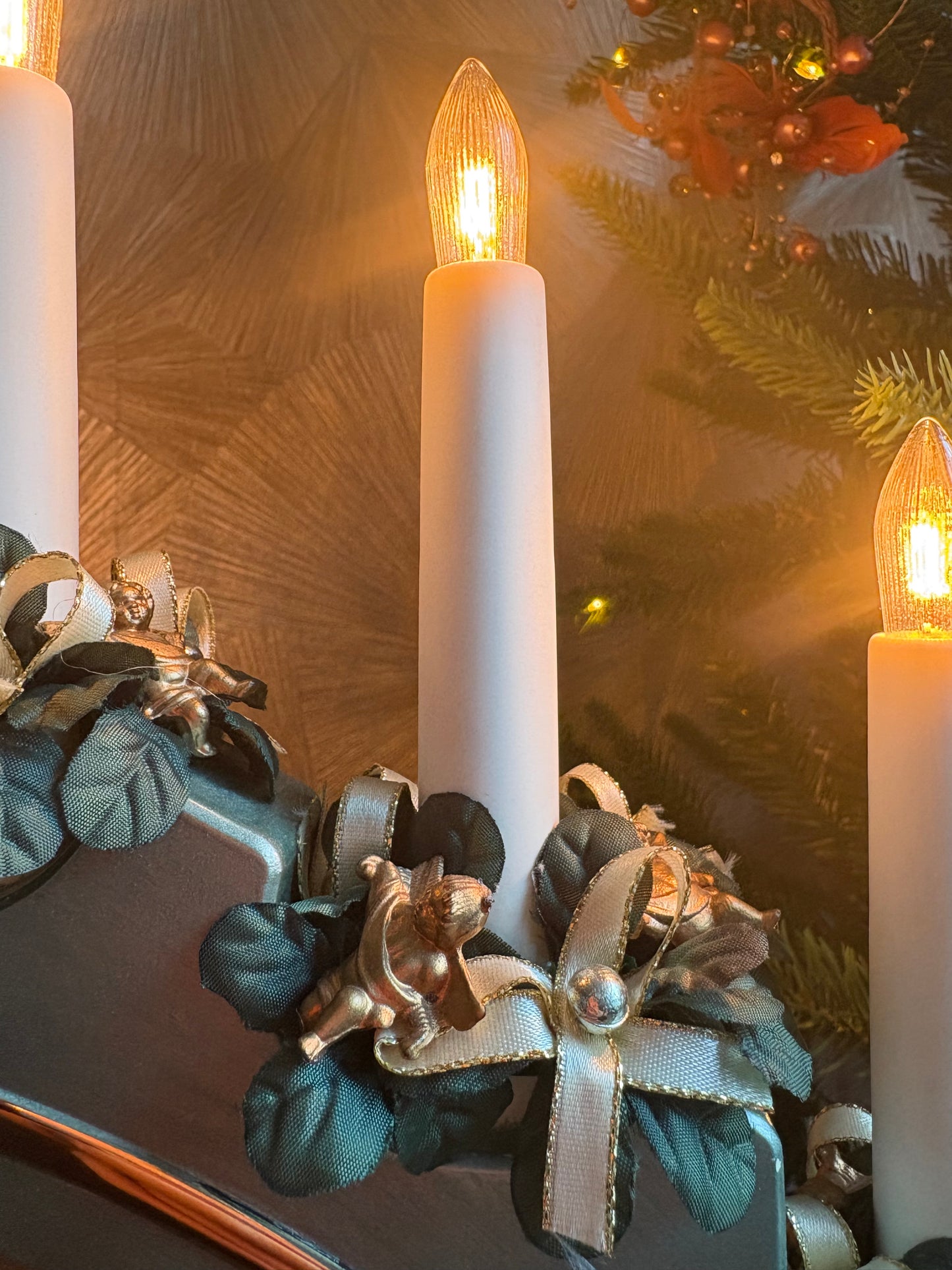 Vintage kerst kandelaar met verlichting