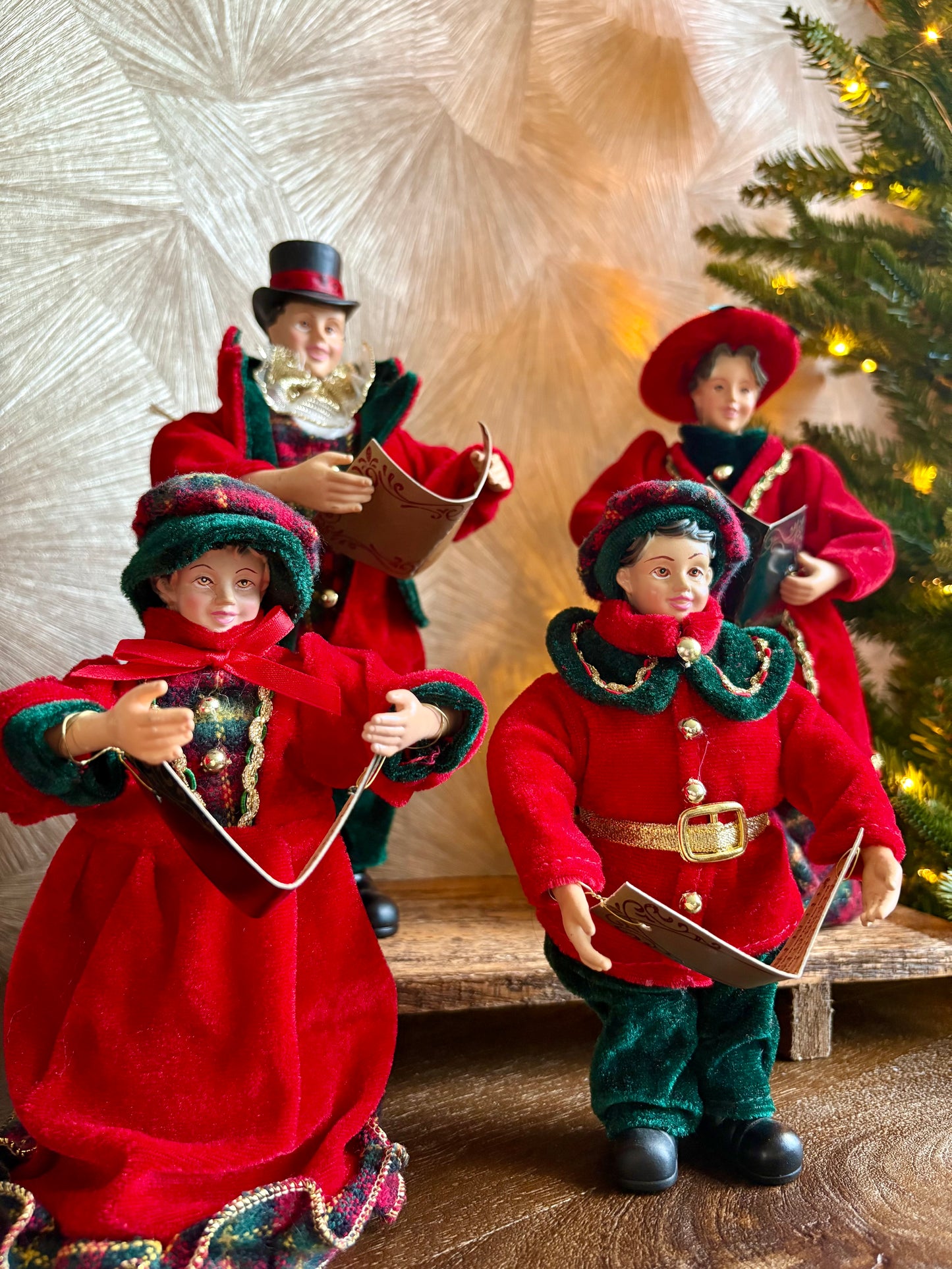 Vintage Charles Dickens kerstkoor poppen | set van 4
