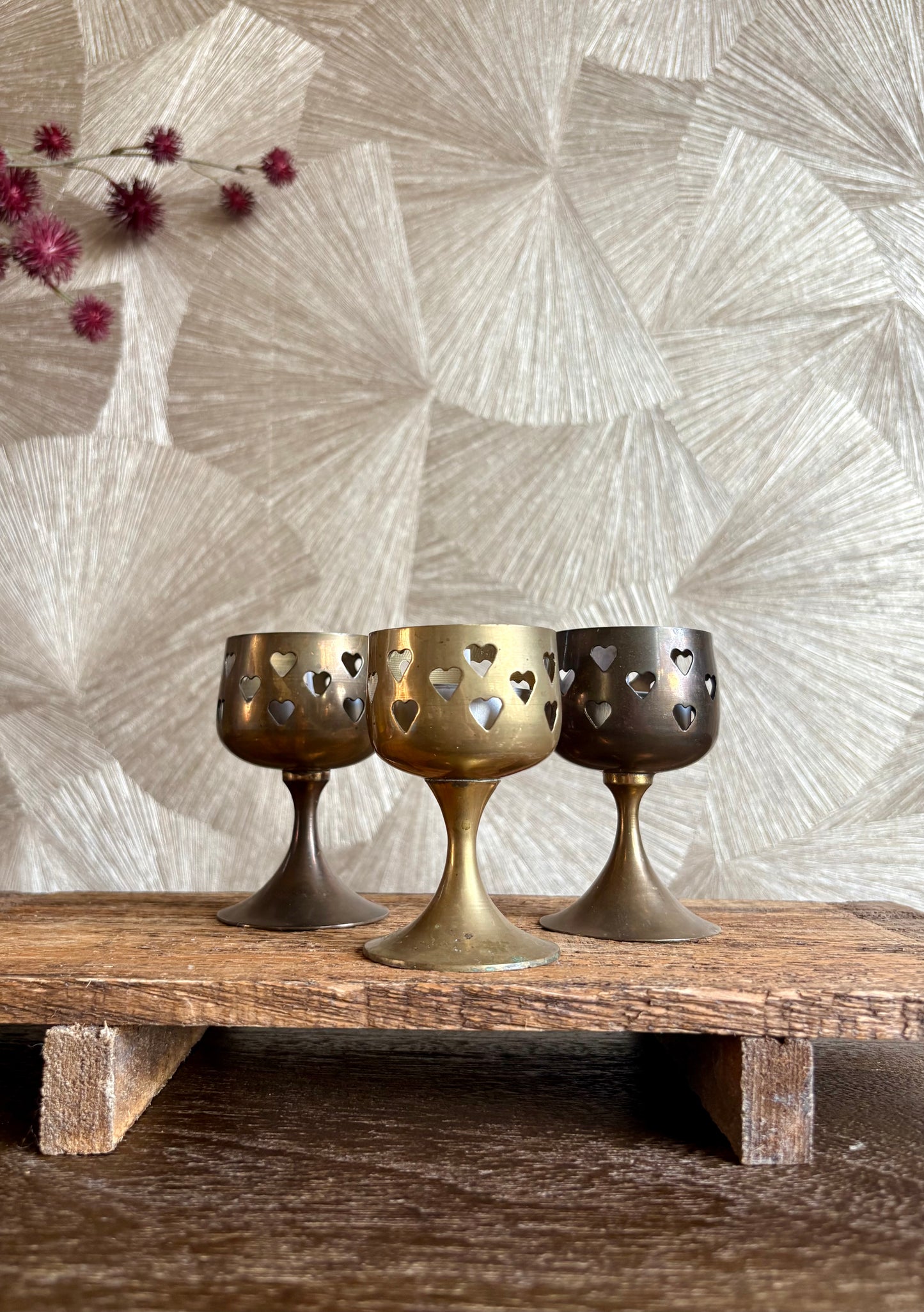 Vintage waxinelichthouder hartjes | set van 3