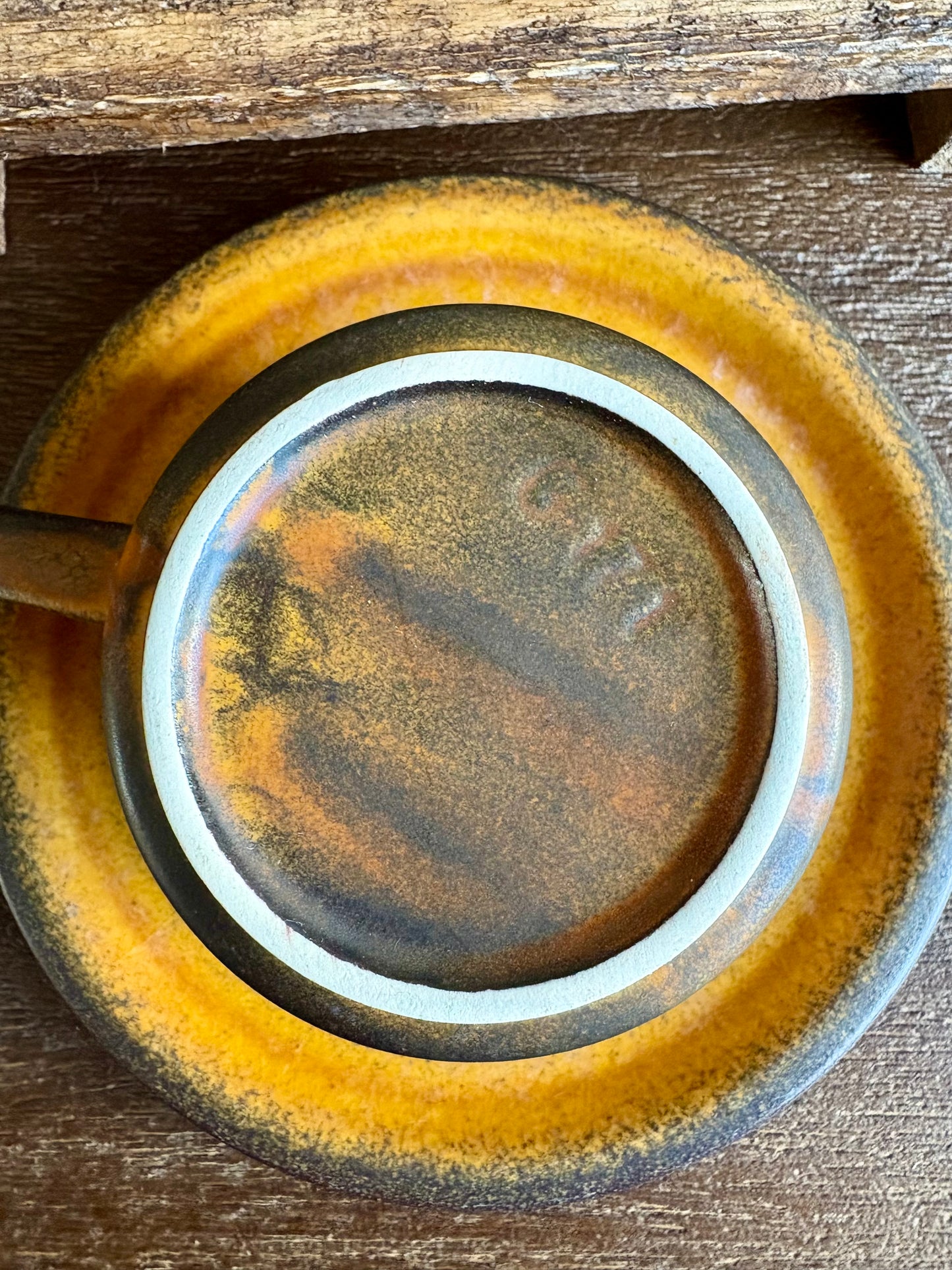 Vintage 70’s keramieken kop en schotel | set van 4