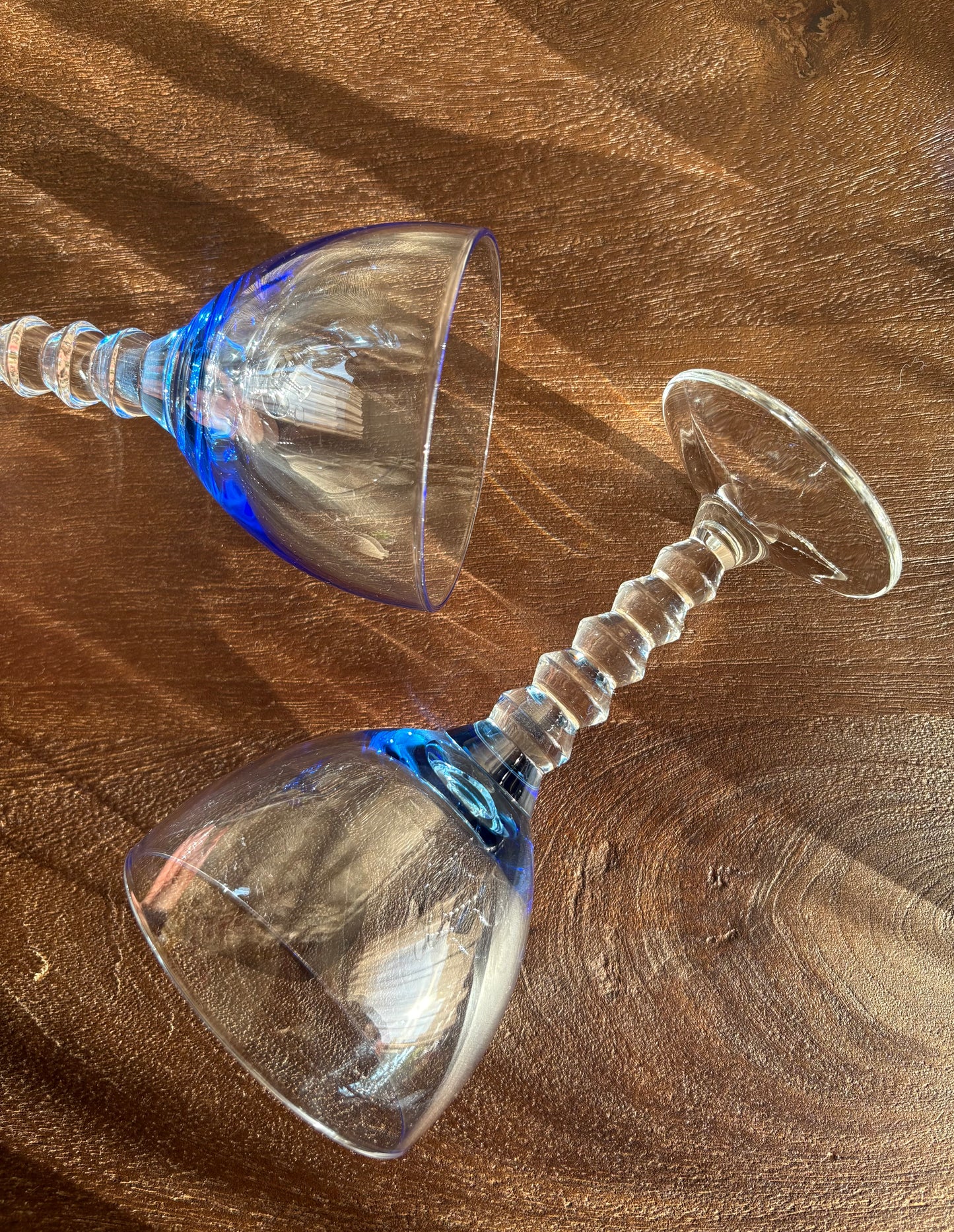 Vintage blauwe wijnglazen | set van 5