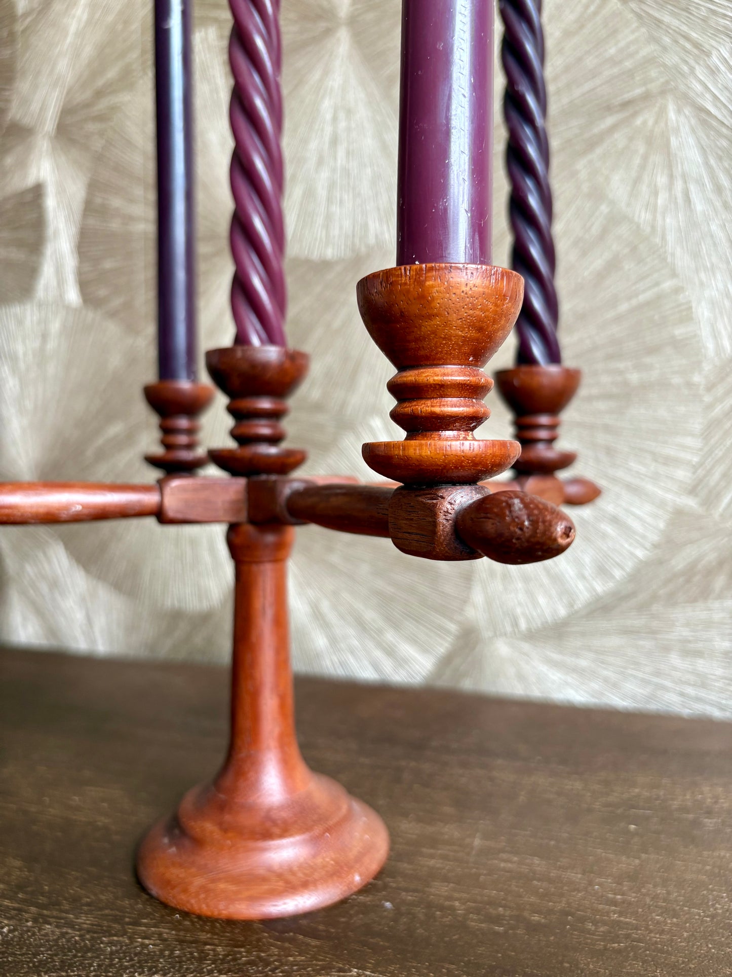 Vintage houten kandelaar - scandinavisch design