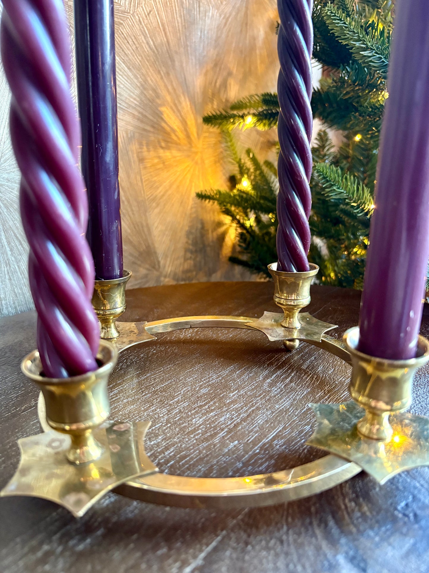 Vintage messing kerst adventskandelaar