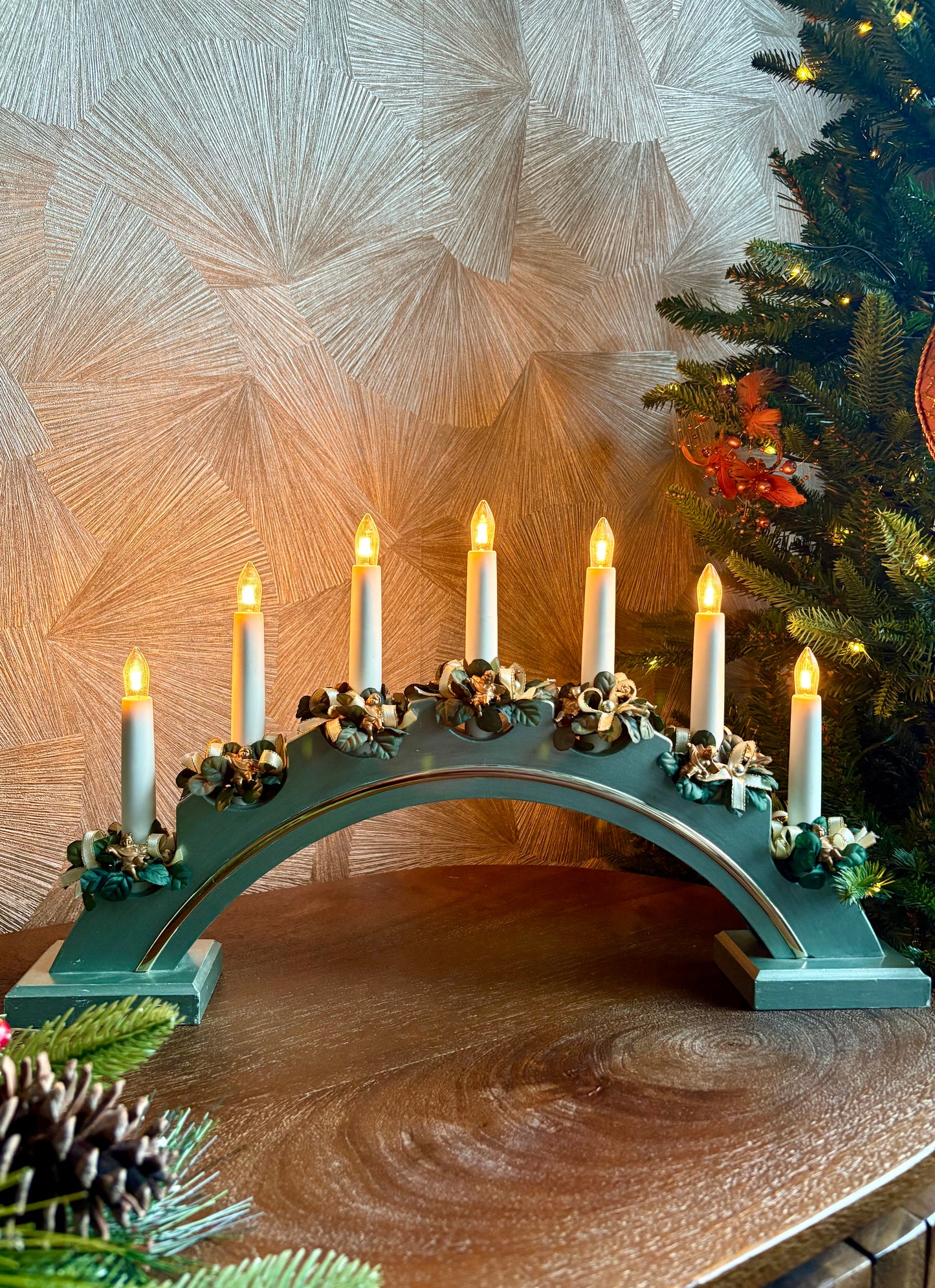 Vintage kerst kandelaar met verlichting