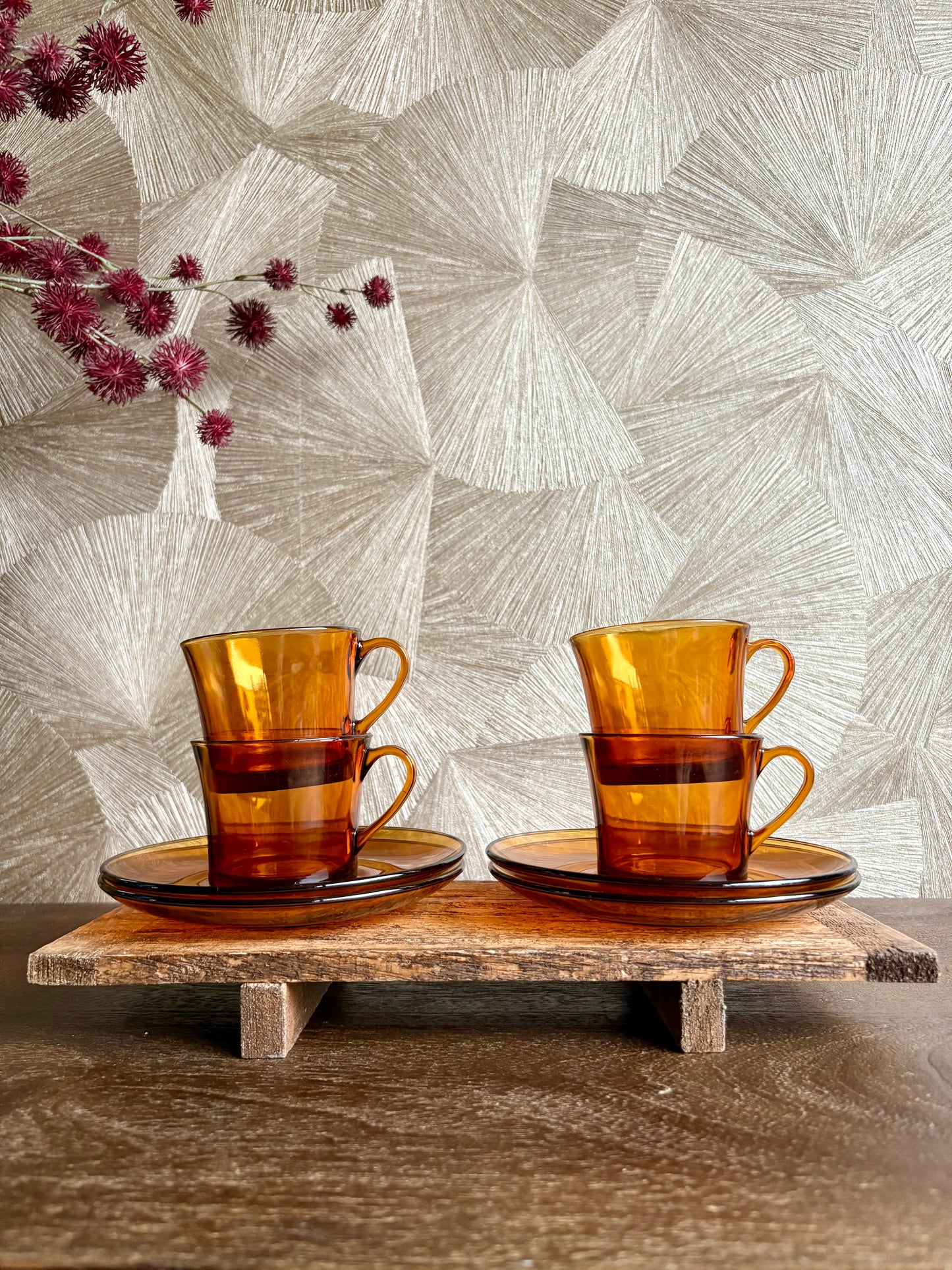 Vintage 70’s waterkan met kop & schotel | set van 5