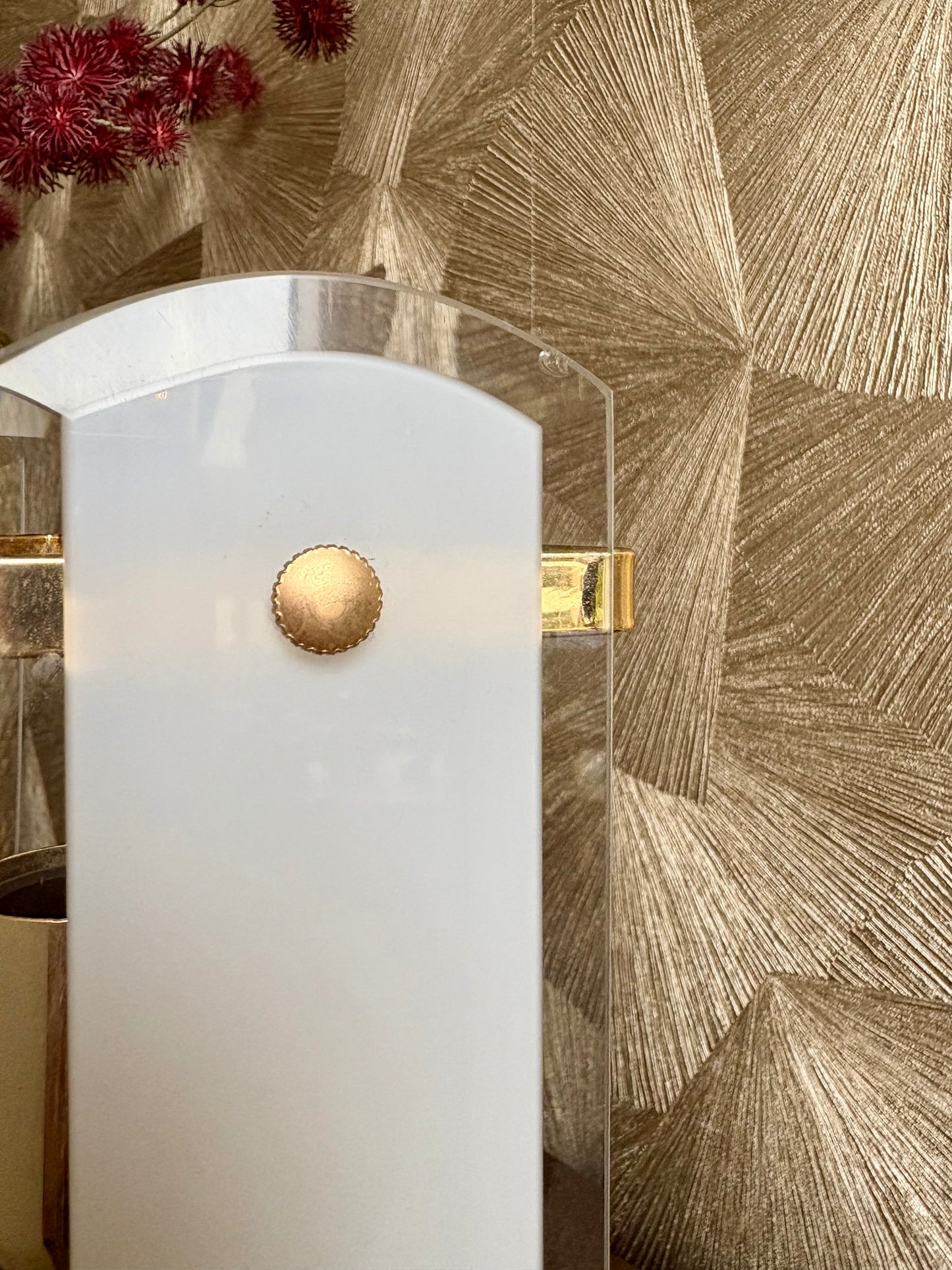 Vintage Mid-Century wandlamp - messing en glas