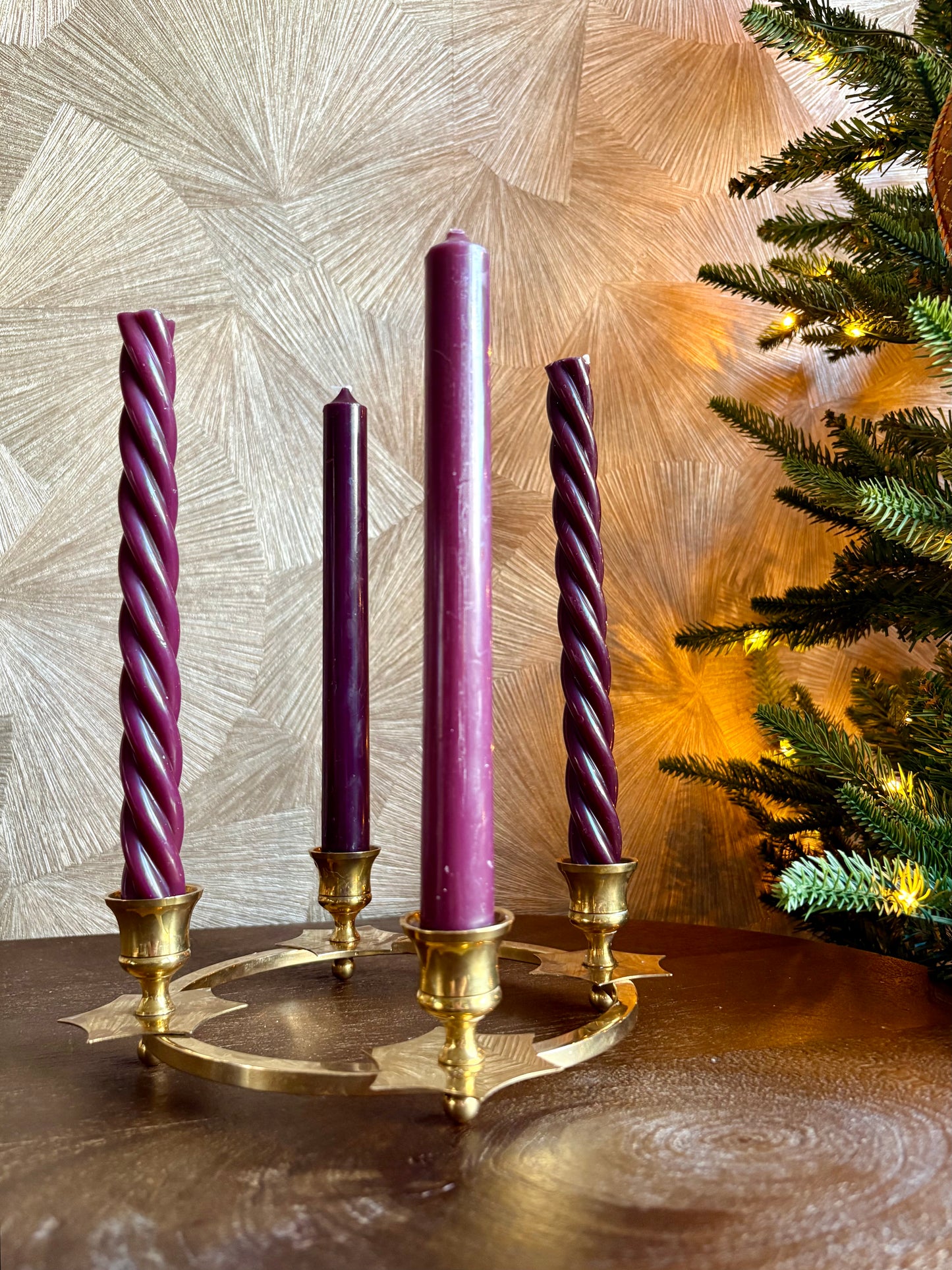 Vintage messing kerst adventskandelaar