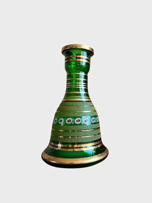 Vintage groene glazen kerst vaas - handbeschilderd