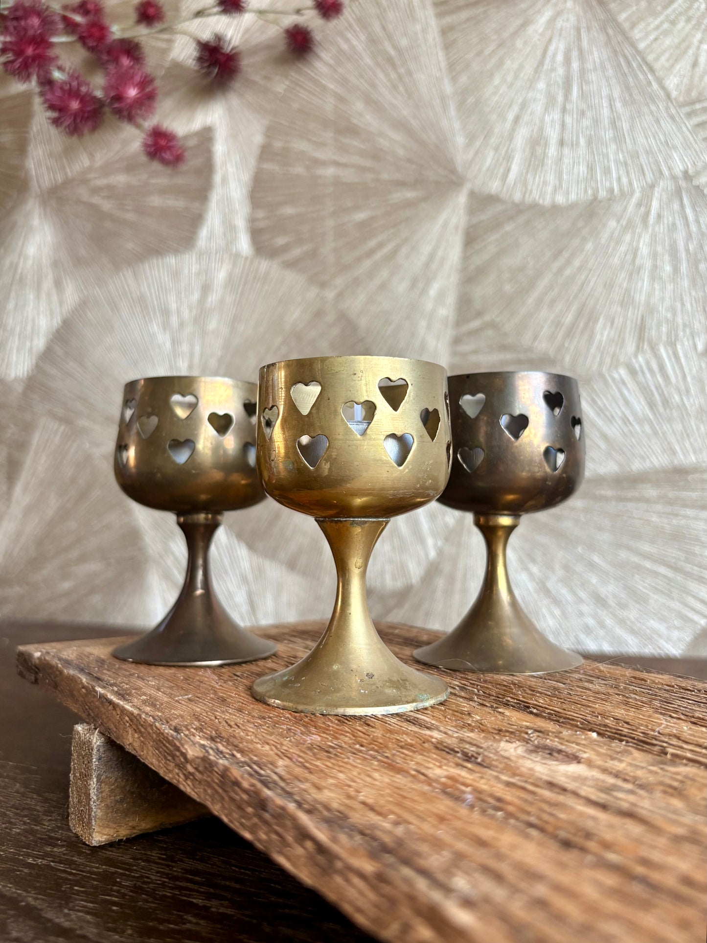 Vintage waxinelichthouder hartjes | set van 3