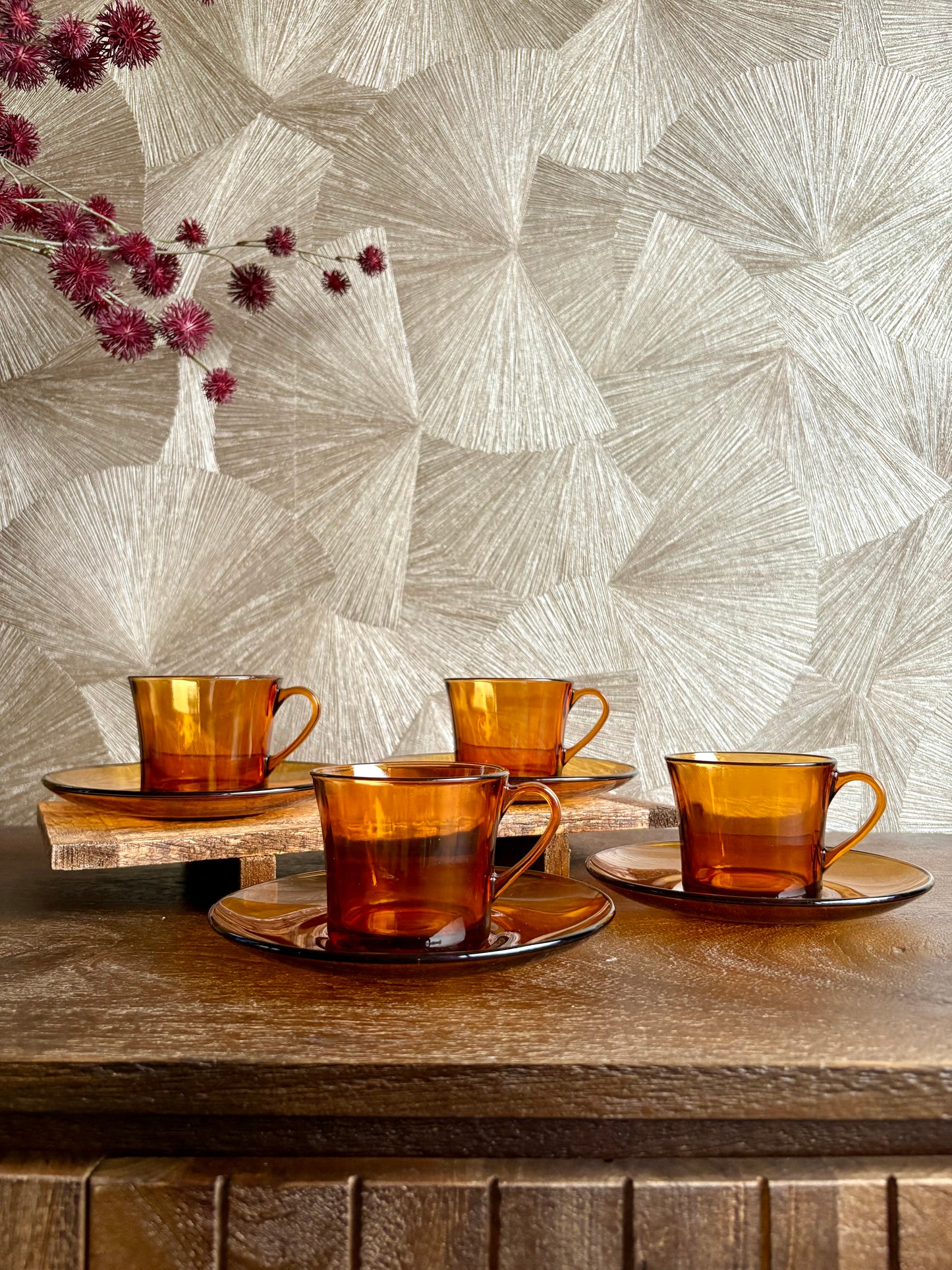 Vintage 70’s waterkan met kop & schotel | set van 5