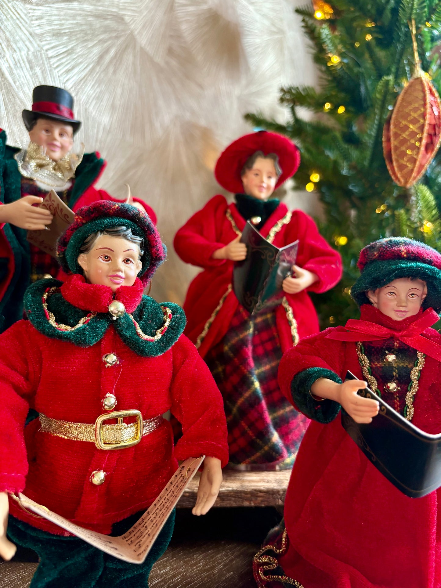 Vintage Charles Dickens kerstkoor poppen | set van 4