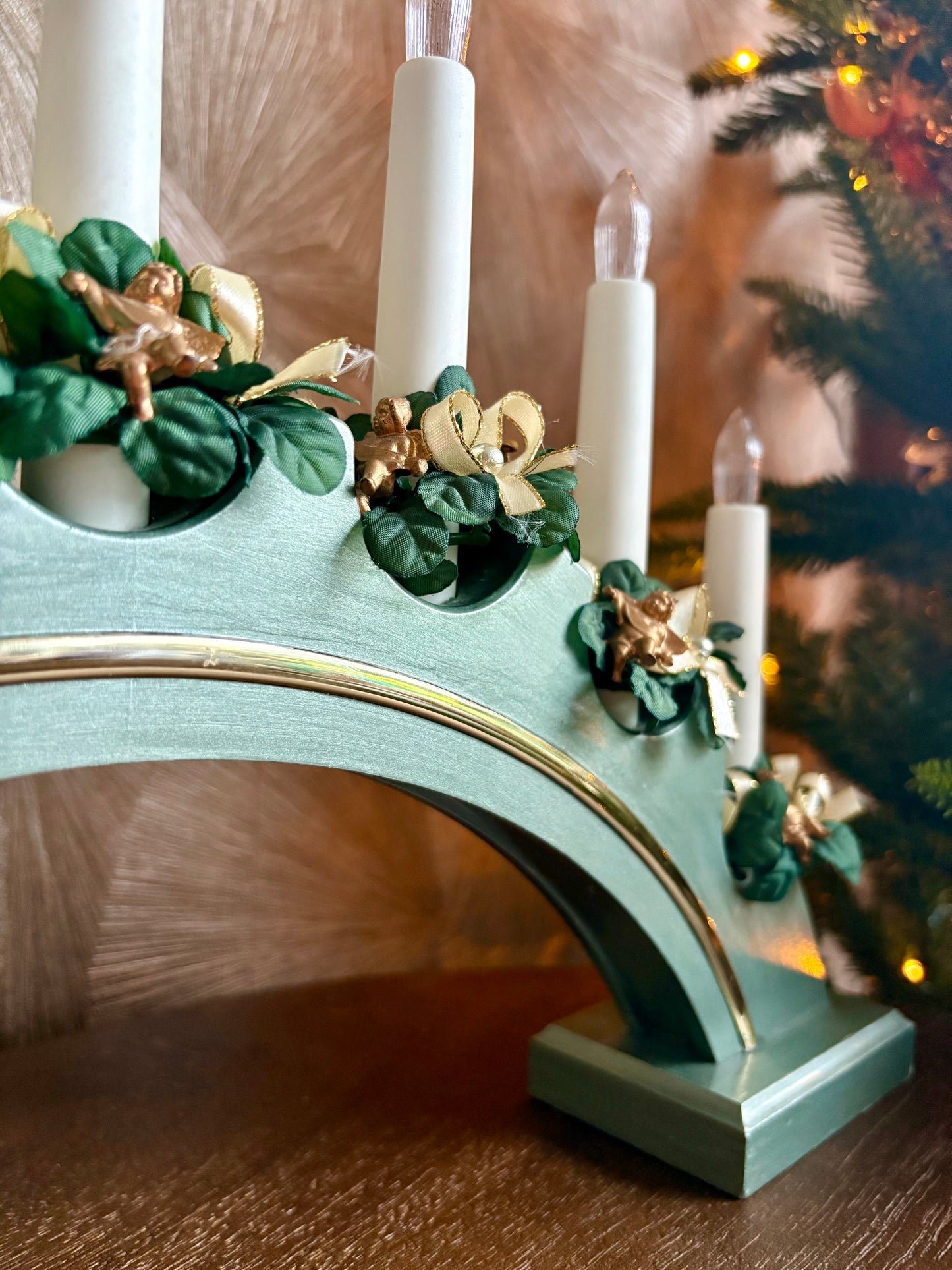 Vintage kerst kandelaar met verlichting