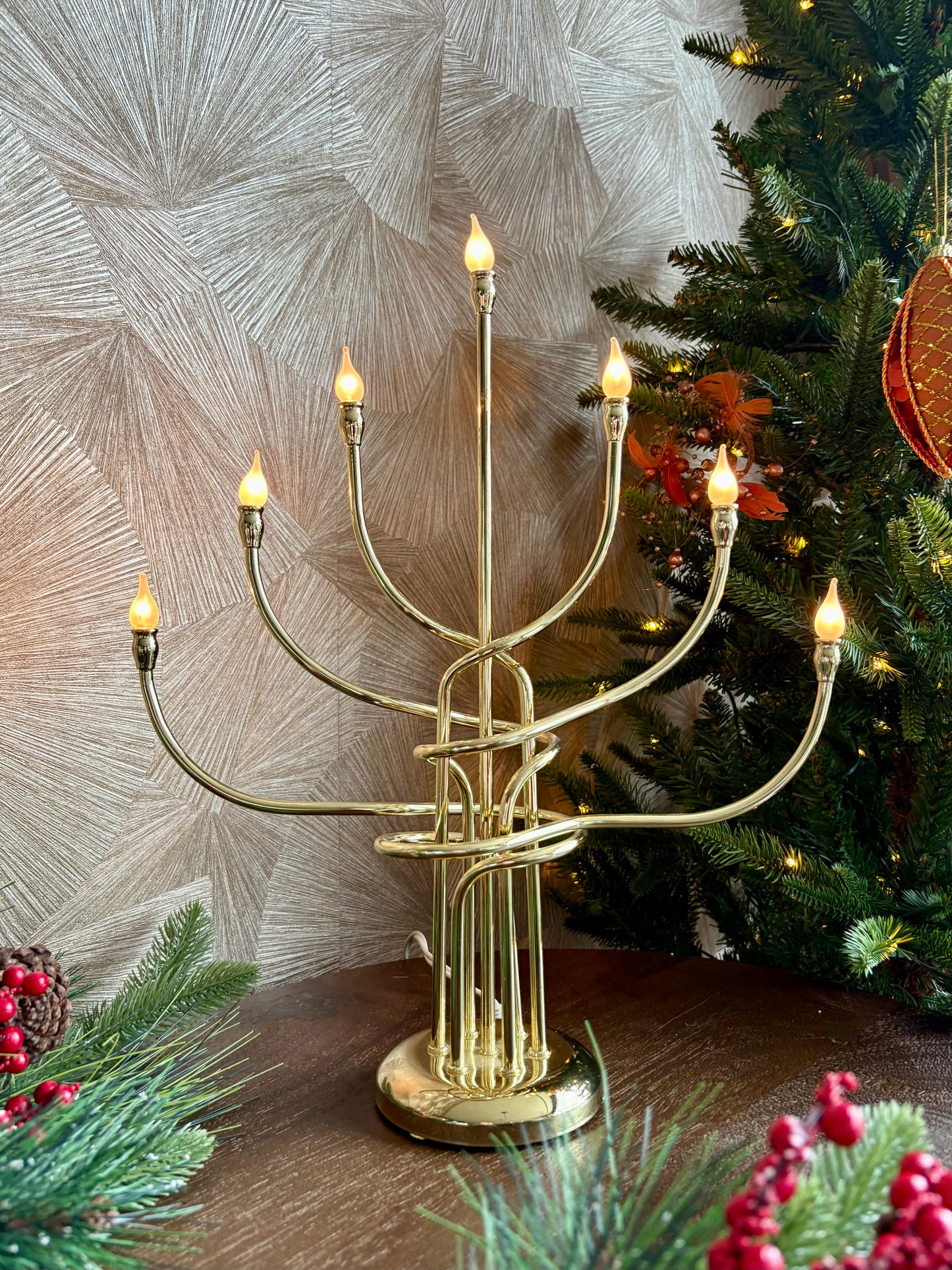 Vintage messing kerst lamp - kandelaar