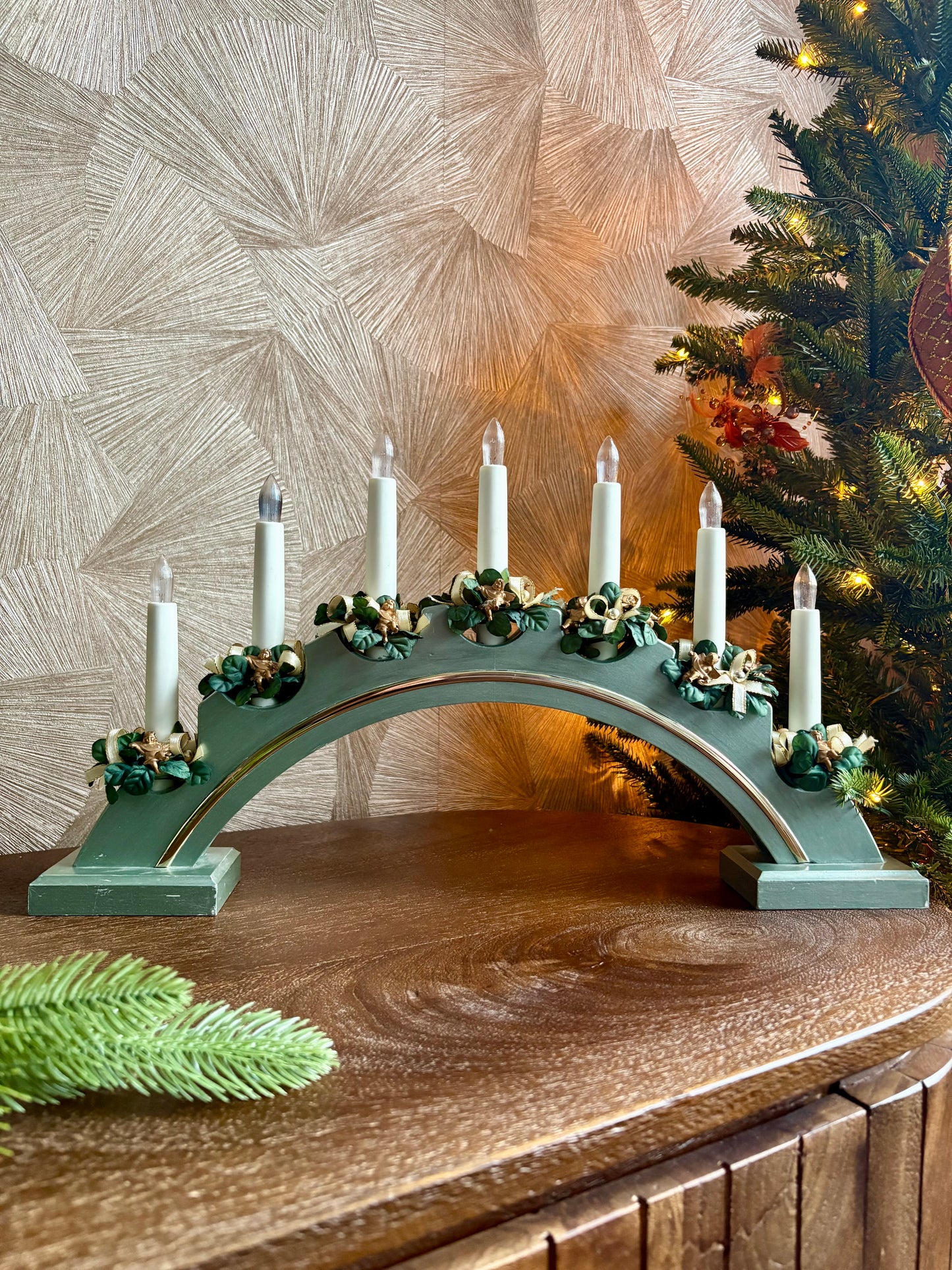 Vintage kerst kandelaar met verlichting
