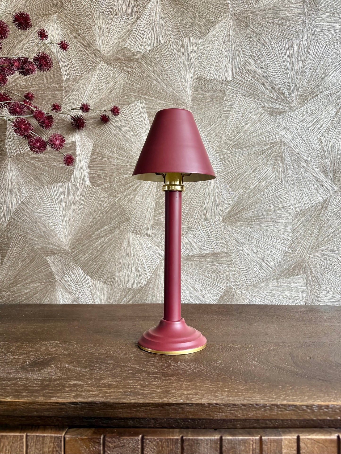 Vintage rode kaarsenhouder lampje