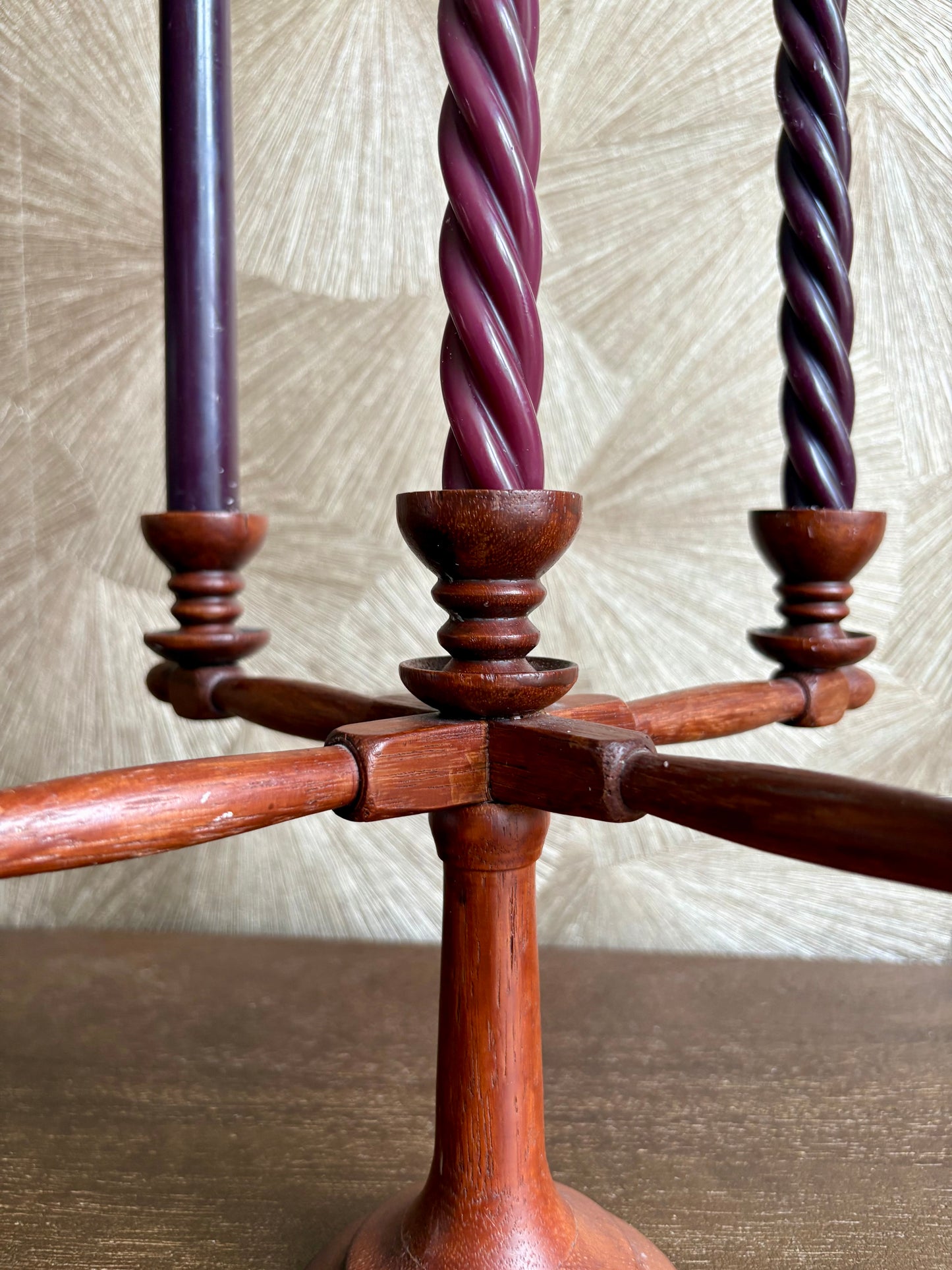 Vintage houten kandelaar - scandinavisch design