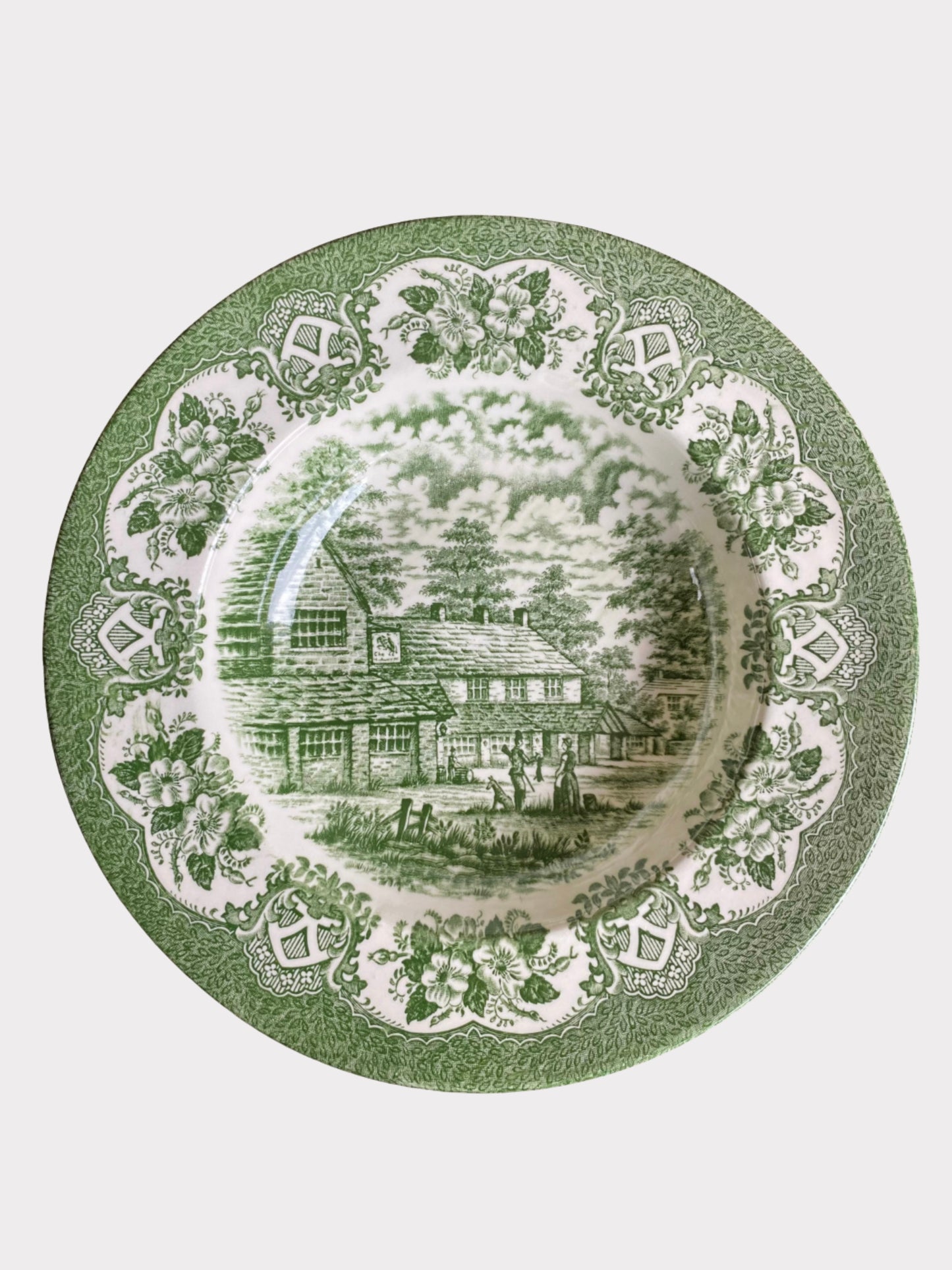 Vintage Engelse groene diepe borden | set van 4