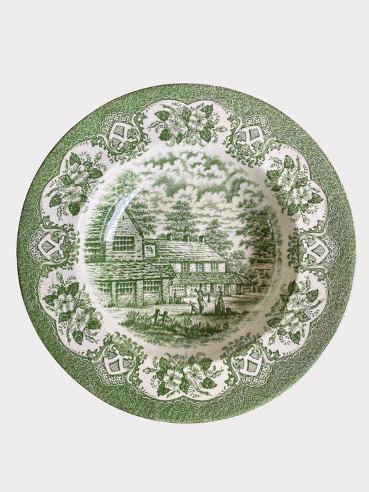Vintage Engelse groene diepe borden | set van 4