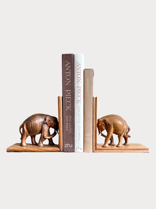 Vintage houten olifanten boekensteunen