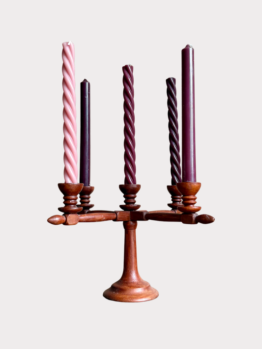 Vintage houten kandelaar - scandinavisch design