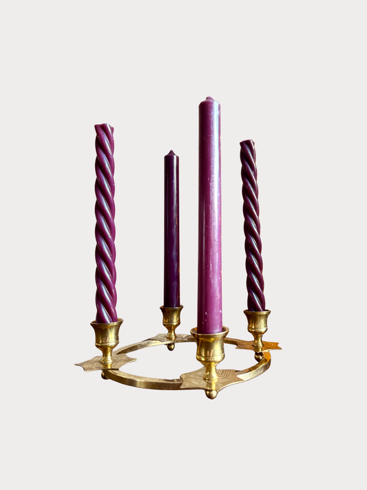 Vintage messing kerst adventskandelaar