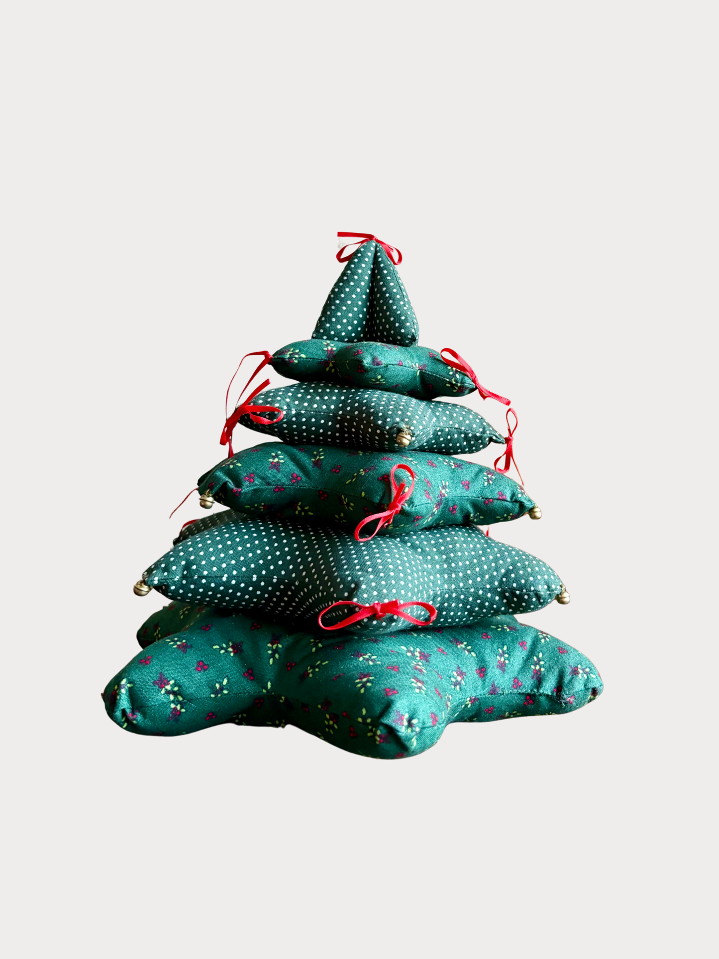 Vintage handgemaakt stoffen kerstboompje