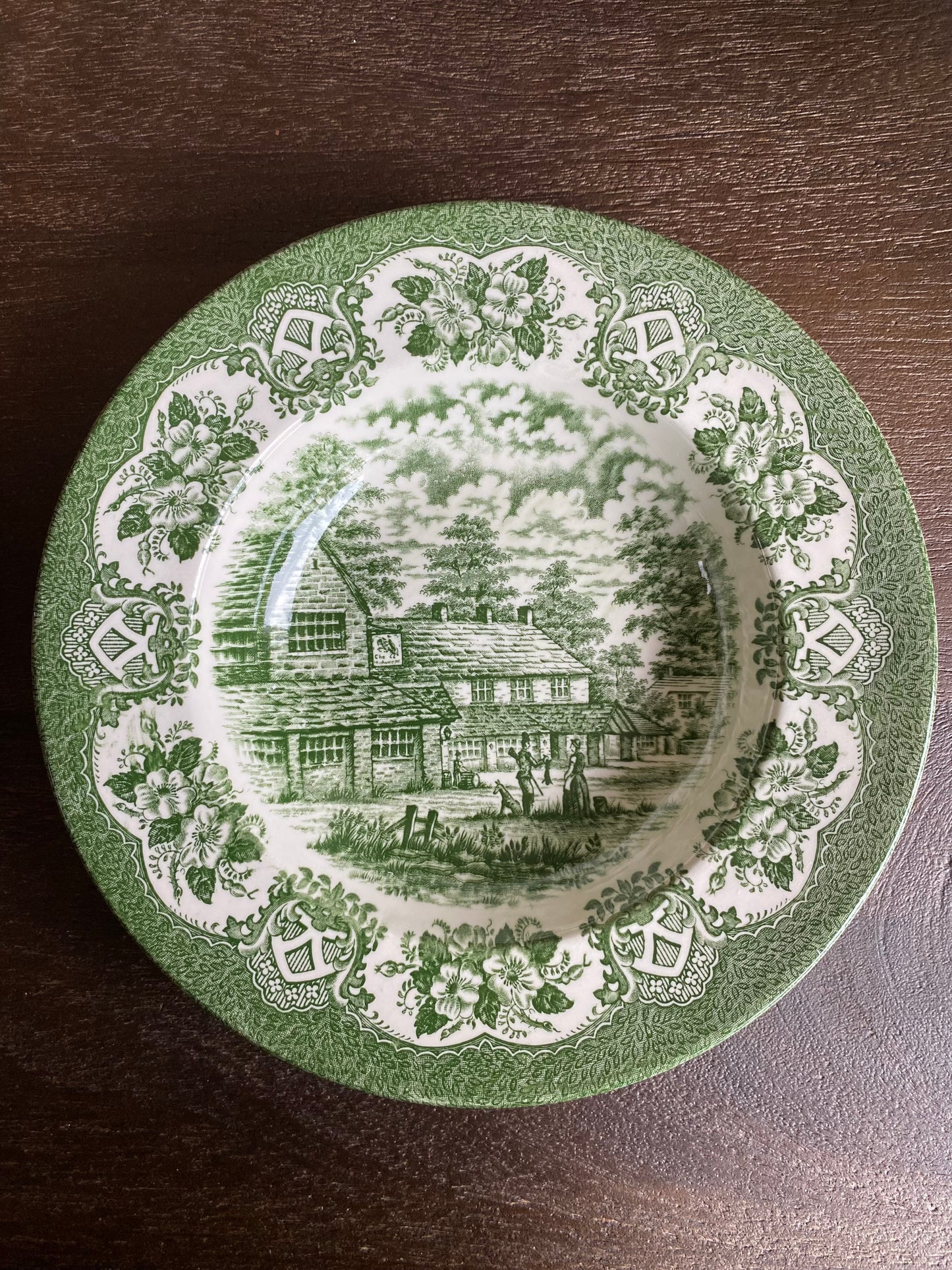 Vintage Engelse groene diepe borden | set van 4